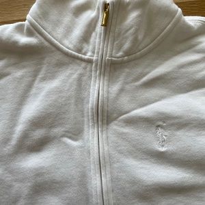 RALPH LAUREN PRISTINE WHITE ATHLETIC ZIP UP